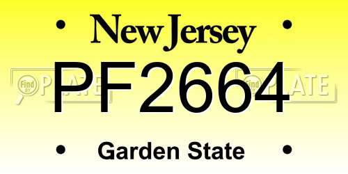 PF2664 New Jersey License Plate