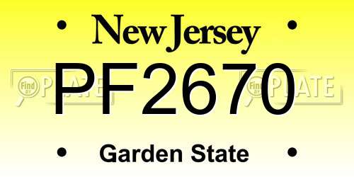 PF2670 New Jersey License Plate