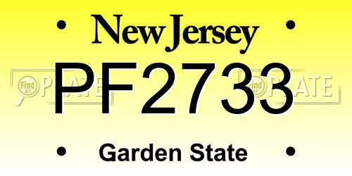 PF2733 New Jersey License Plate