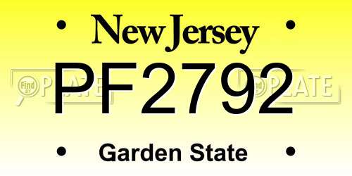 PF2792 New Jersey License Plate