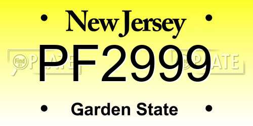 PF2999 New Jersey License Plate