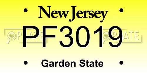 PF3019 New Jersey License Plate