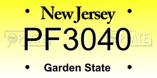 PF3040 New Jersey License Plate