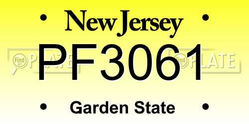 PF3061 New Jersey License Plate