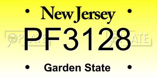 PF3128 New Jersey License Plate