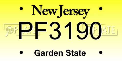 PF3190 New Jersey License Plate