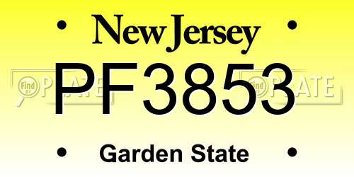 PF3853 New Jersey License Plate