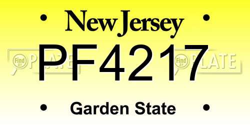 PF4217 New Jersey License Plate