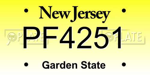 PF4251 New Jersey License Plate