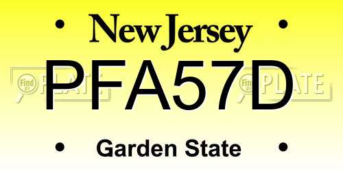 PFA57D New Jersey License Plate