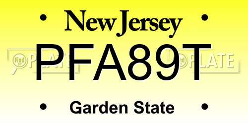 PFA89T New Jersey License Plate