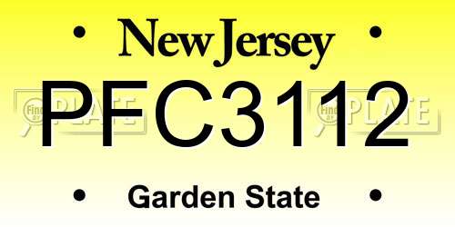 PFC3112 New Jersey License Plate