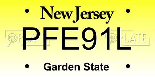 PFE91L New Jersey License Plate