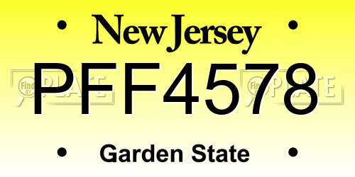 PFF4578 New Jersey License Plate
