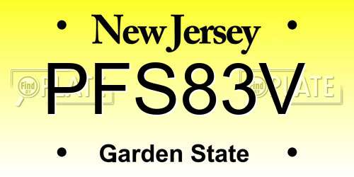 PFS83V New Jersey License Plate