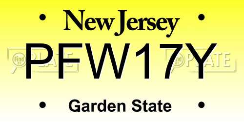 PFW17Y New Jersey License Plate