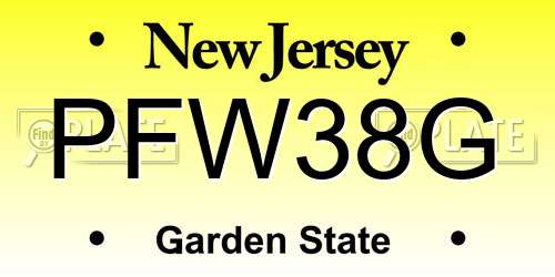 PFW38G New Jersey License Plate