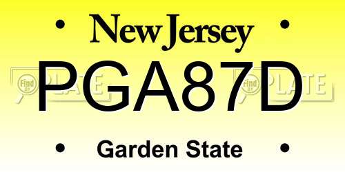 PGA87D New Jersey License Plate