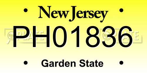 PH01836 New Jersey License Plate