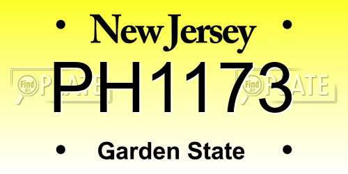 PH1173 New Jersey License Plate