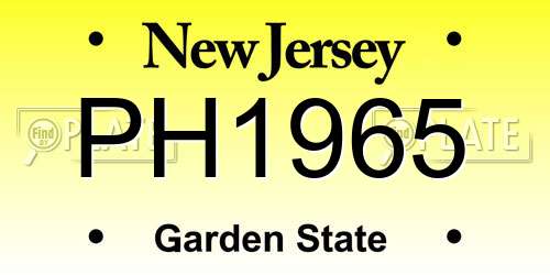 PH1965 New Jersey License Plate