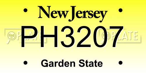 PH3207 New Jersey License Plate