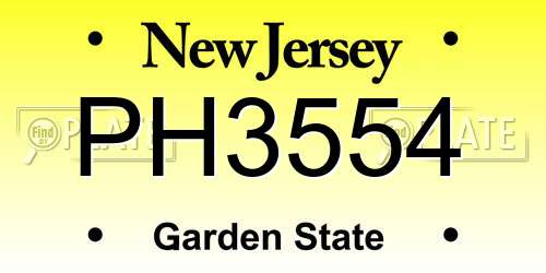 PH3554 New Jersey License Plate