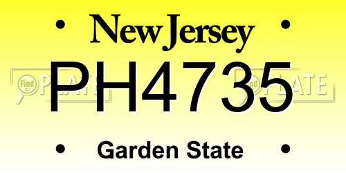 PH4735 New Jersey License Plate