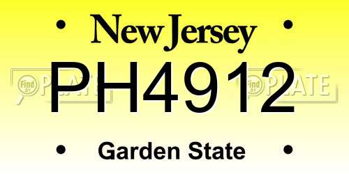 PH4912 New Jersey License Plate