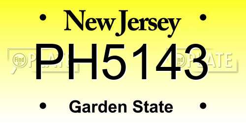 PH5143 New Jersey License Plate