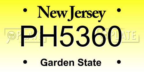 PH5360 New Jersey License Plate