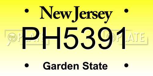 PH5391 New Jersey License Plate