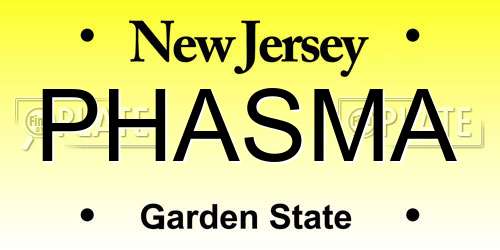 PHASMA New Jersey License Plate