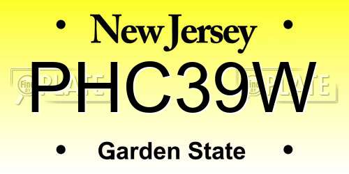 PHC39W New Jersey License Plate