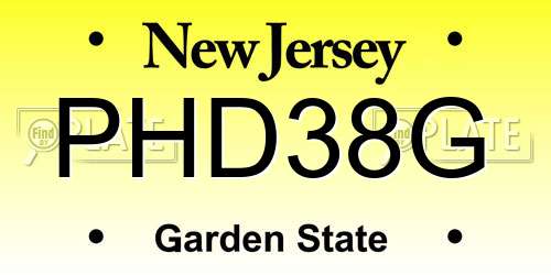 PHD38G New Jersey License Plate