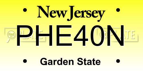 PHE40N New Jersey License Plate