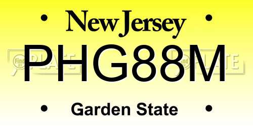 PHG88M New Jersey License Plate