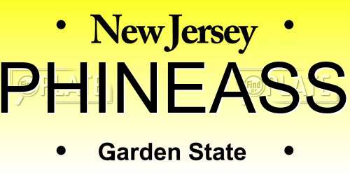 PHINEASS New Jersey License Plate