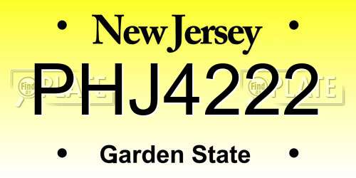 PHJ4222 New Jersey License Plate