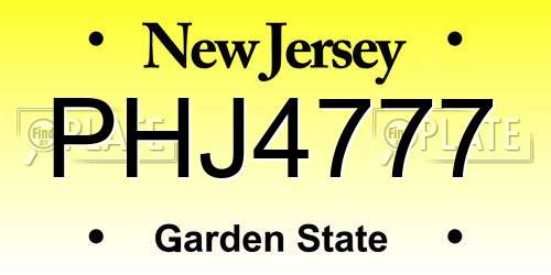 PHJ4777 New Jersey License Plate