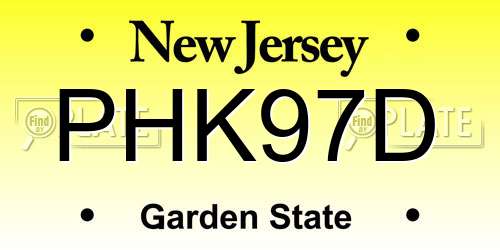 PHK97D New Jersey License Plate