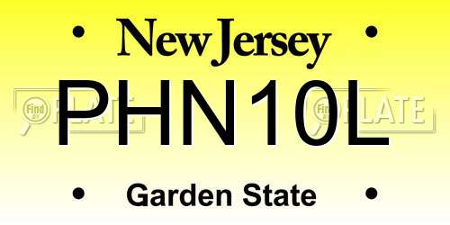 PHN10L New Jersey License Plate