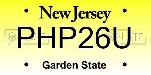 PHP26U New Jersey License Plate