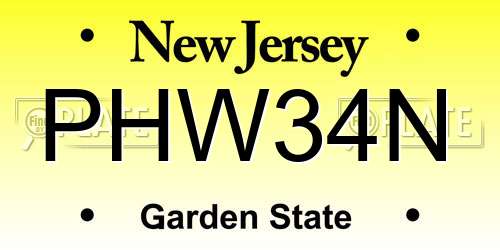 PHW34N New Jersey License Plate