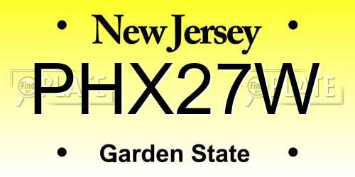 PHX27W New Jersey License Plate