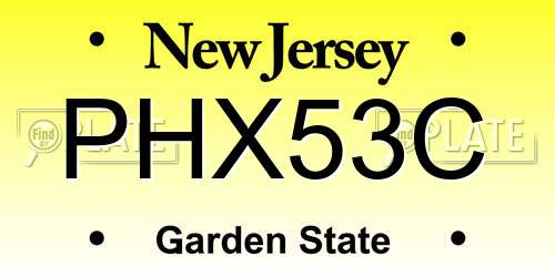 PHX53C New Jersey License Plate