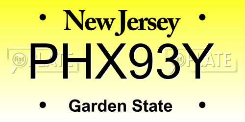 PHX93Y New Jersey License Plate