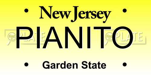 PIANITO New Jersey License Plate