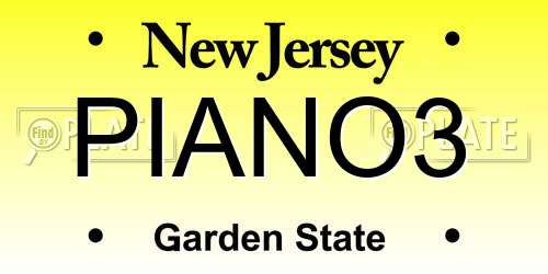 PIANO3 New Jersey License Plate