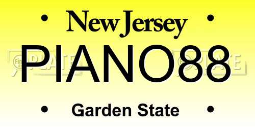 PIANO88 New Jersey License Plate